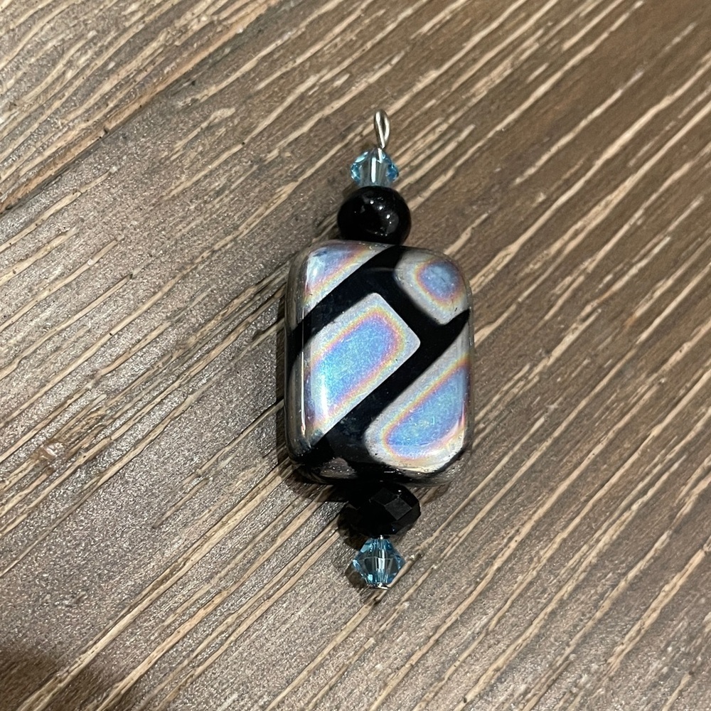 Iridescent Black and Blue Geometric pendant